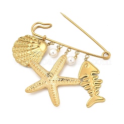 Broches colgantes de acero inoxidable 304 esmaltado con forma de animal marino&nbsp;LS-SA-E001-04G-B