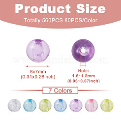 560pcs 7 Farben transparente Acrylperlen&nbsp;MACR-CW0001-10