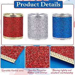 3 Rolle 3 Farben funkelndes Polyesterband mit Glitzerpulver&nbsp;OCOR-PH0005-54