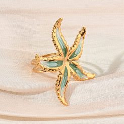 Offene Manschettenringe aus 304er Edelstahl mit Emaille für Damen&nbsp;RJEW-K320-03G-02