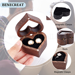 Boîtes de rangement pour bagues en bois de coeur&nbsp;CON-WH0087-50