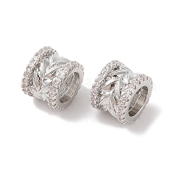 Laiton micro pave zircon cubique transparent perles européennes&nbsp;KK-B100-047P