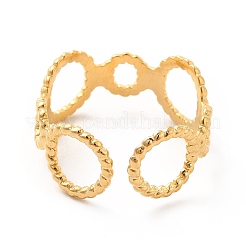 Anillo de puño abierto circular de acero inoxidable 304 con revestimiento iónico (IP) para mujer&nbsp;RJEW-F131-11G