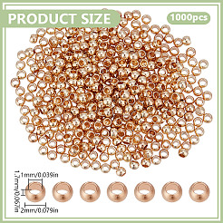 1000 pièce de perles d'espacement en laiton plaqué pour rack&nbsp;KK-DR0001-27G-01