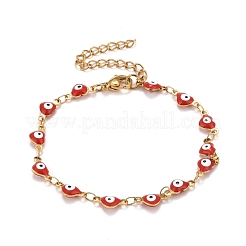 Emaille-Herz mit bösem Blick Gliederkettenarmband&nbsp;BJEW-P271-07G