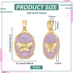 8pcs pendentifs en laiton micro pavé de zircone cubique&nbsp;KK-BC0015-13