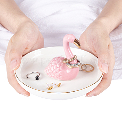 Sostenedor de anillo de flamenco de porcelana&nbsp;DJEW-WH0011-28