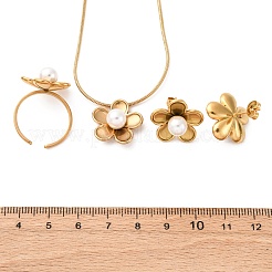 Blume 304 Edelstahl Anhänger Halsketten & Manschette Ringe & Ohrstecker Sets&nbsp;SJEW-Z003-05G
