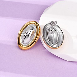 Orecchini ovali bicolore in acciaio inossidabile 304 per donna&nbsp;EJEW-A136-01A-GP