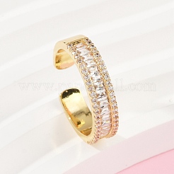 Bagues de manchette en laiton micro pavé de zircone cubique pour femmes&nbsp;RJEW-F182-01G