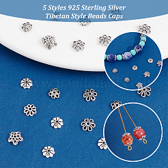 30 pz 5 stili 925 tappi per perline in argento sterling in stile tibetano&nbsp;STER-PH0001-75