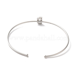 Braccialetti aperti con lettera in micro pavé di ottone placcato a cremagliera con zirconi trasparenti&nbsp;BJEW-A018-01P-B