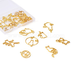 24 Stück 12 Stil Zinklegierung Kätzchen offene Rückseite Lünette Anhänger&nbsp;FIND-CW0001-05
