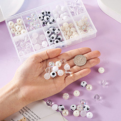 160 pièce de perles d'imitation en plastique ABS de 10 styles et perles acryliques transparentes et opaques&nbsp;FIND-SW0001-31