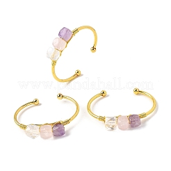 Braccialetti polsini in quarzo rosa naturale&nbsp;BJEW-Q035-01G-03