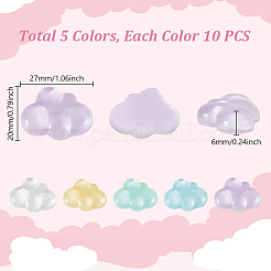 50 Stück 5 Farben transparente Harz Cabochons&nbsp;RESI-GA0001-40