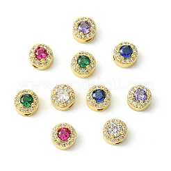 10 stücke 5 farben rack überzug messing micro pave zirkonia flache runde perlen&nbsp;KK-CJ0002-70