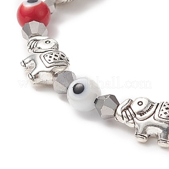 Braccialetto di perline intrecciate in vetro e lega con malocchio colorato a lume per donna&nbsp;BJEW-JB09267-02