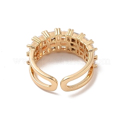 Offene Manschettenringe aus Messing mit Mikropavé und Zirkonia&nbsp;RJEW-R146-10G