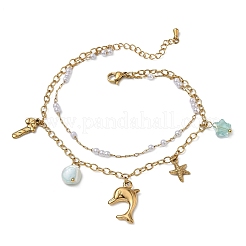 Sommerliche Strand-Fußkettchen aus Edelstahl 304&nbsp;AJEW-K054-06G