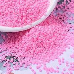 Cuentas de rocailles redondas miyuki, Abalorios de la semilla japonés, 11/0, (rr415) teñido de algodón de azúcar opaco rosa, 11/0, 2x1.3mm, agujero: 0.8 mm, aproximamente 5500 unidades / 50 g