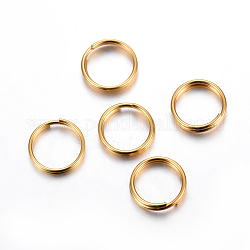 304 anelli portachiavi in ​​acciaio inox, anelli di salto a doppio anello, oro, 6x1mm, diametro interno: 5mm, singolo filo: 0.5mm