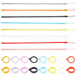 Gorgecraft - Juego de 32 cordón para collar de 8 colores, incluye 16 anillos de goma antideslizantes, 16 cordones colgantes a prueba de pérdidas, soporte para cuerdas para bolígrafos, llaveros protectores de oficina, accesorios
