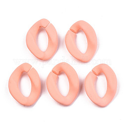 Opaque Spray Painted Acrylic Linking Rings, Quick Link Connectors, for Curb Chains Making, Twist, Light Salmon, 23x17x4.5mm, Inner Diameter: 13.5x7mm