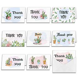 Прямоугольник суперданта со смешанным растительным рисунком, тематические открытки с благодарностью, с бумажными конвертами, разноцветные, Спасибо тематические открытки: 1 компл.
