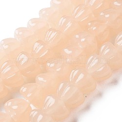Handmade Lampwork Beads Strands, Pumpkin, Bisque, 11~12x7~8mm, Hole: 1.6mm, about 60pcs/strand, 17.13 inch~18.70 inch(43.5~47.5cm)