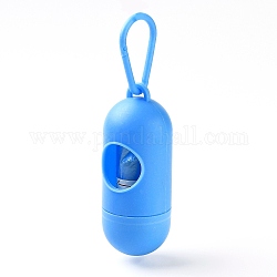 Porta sacchetti di plastica per cacca di animali domestici a forma di pillola, con sacchetti per rifiuti e moschettoni, cielo blu, 140mm, pillola: 10x4 cm, borsa: 30x24 cm, 15pcs / rotolo