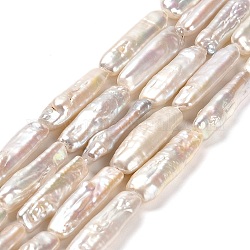 Chapelets de perles en Keshi naturel, perle de culture d'eau douce, ovale, Note 8 un, perles baroques, couleur de coquillage, 5~24x5~8x3.5~5mm, Trou: 0.8mm, Environ 16~17 pcs/chapelet, 14.96~15.55 pouce (38~39.5 cm)