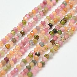 Natural Tourmaline Bead Strands, Faceted, Round, 2mm, Hole: 1mm, about 190pcs/strand, 15 inch