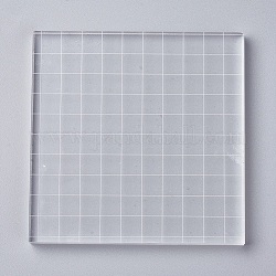 Strumenti per blocchi di stampaggio in acrilico, con linee della griglia, blocchi di francobolli decorativi, per la fabbricazione di artigianato scrapbooking, quadrato, chiaro, 105x105x7.5mm