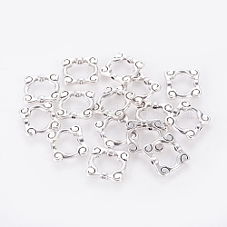 Tibetan Style Alloy Bead Frames, Lead Free & Nickel Free & Cadmium Free, Square Ring, Antique Silver, 14x14x3mm, Hole: 1mm