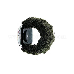 Plüsch-Haarband und Uhrenarmband für iwatch Serie 7 Winter Limit Smart Watches Größe 45 mm/42 mm/44 mm, dunkelgrün, Innendurchmesser: 4.2~4.5 cm