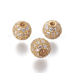 Messing Mikro ebnen Zirkonia Perlen, Nickelfrei, Runde, roh (nicht plattiert), 6 mm, Bohrung: 1.5 mm