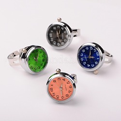 Aleación broche reloj anillo del dedo, con botones a presión de latón y cabezas de hierro reloj, color mezclado, 19mm