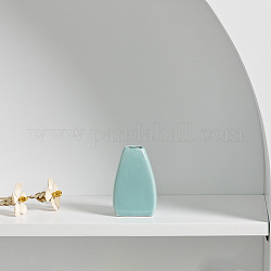 Mini floreros de cerámica para la decoración del hogar, floreros pequeños para centro de mesa, trapezoide, turquesa pálido, 50x77mm, agujero: 15~25 mm