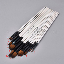 Set di pennelli per manico in legno, per pittura ad olio ad acquerello, bianco, 17.5~22.3x0.48~0.93cm, 12 pc / set