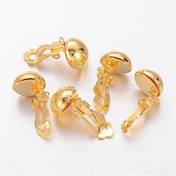 Золотые латунные клипсы для ювелирных изделий с непроколотыми ушами, 19x12x11 мм, отверстие : 3 мм
