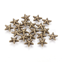 Perline in lega stile tibetano, stella,  piombo & nichel & cadmio libero, bronzo antico, 12x12x4mm, foro: 1mm.