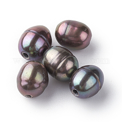 Perle coltivate d'acqua dolce perla naturale, tinto, ovale, nero, 7~10x7~8mm, Foro: 1.8 mm