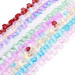 Chapelets de perles en verre transparente  , éléphant, couleur mixte, 10x12x3mm, Trou: 1mm, Environ 45~48 pcs/chapelet, 17.32 pouce (44 cm)