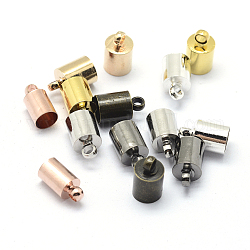 Brass Cord Ends, End Caps, Mixed Color, 10x6mm, Hole: 2mm, Inner Diameter: 5.5mm