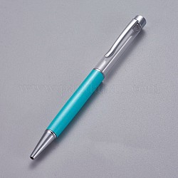 創造的な空のチューブボールペン  内側に黒のインクペンを詰め替えます  DIYキラキラエポキシ樹脂クリスタルボールペンハーバリウムペン作り用  銀  ターコイズ  140x10mm