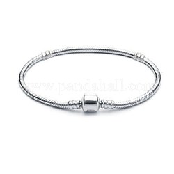 Unisex Messing Schlangenkette Armbänder, mit Verschluss, Silber, 7-1/8 Zoll (18 cm)