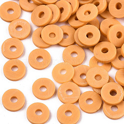 Manuell Polymer Ton Perlen, für DIY Schmuck Bastelbedarf, Disc / Flachrund, heishi Perlen, orange, 6x1 mm, Bohrung: 2 mm, ca. 1175 Stk. / 50 g