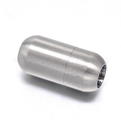 Baril 304 fermoirs magnétiques en acier inoxydable avec emembouts à coller, mat, couleur inoxydable, 21x12mm, Trou: 8mm