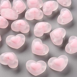 Perline acrilico trasparente, smerigliato, perline in perline, cuore, roso, 13x17x9.5mm, Foro: 2.5 mm, circa 420pcs/500g